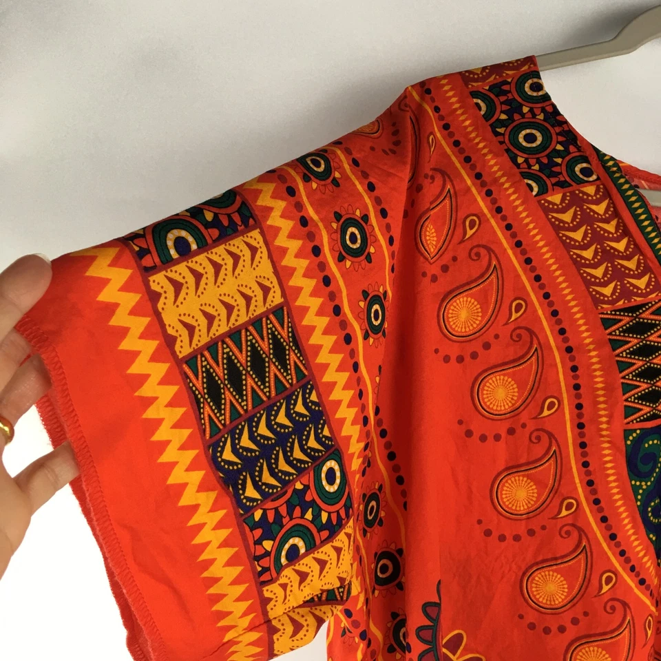 SPIRIT HALLOWEEN Dashiki Tribal Caftán CAMISA HIPPIE ÉTNICA NARANJA Hombres Talla L/XL Foto 3 de 4