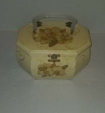 Vintage Wooden Box Purse With Decoupage Flowers