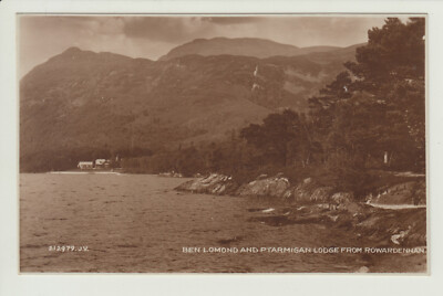 Alte unbenutzte Sepia Postkarte von Ben Lomond & Ptarmigan Lodge aus Rowardennan