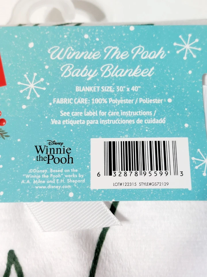 NUEVO CON ETIQUETAS Disney Winnie The Pooh Peluche Bebé Manta Sherpa 30x40 Vacaciones Suave Acogedora NUEVA Foto 2 de 4