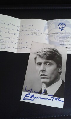 EDWARD FOX HAND SIGNED B/W 3.5 X5.5'' PHOTO WITH COMPLIMENT SLIP,CHICHESTER FEST.