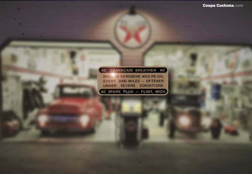 Chevy 1959-1962 llenado de aceite respirador tapa calcomanía V8 o 6 cilindros Chevrolet GM Foto 2 de 2