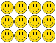 12 count Yellow Smiley Face Edible Image rounds OR 1 cake, Wafer paper, pre cut