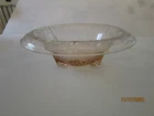 Hazel Atlas Bowl Royal Lace Pink Depression Glass 3 Footed 1930's Vintage 10.5"