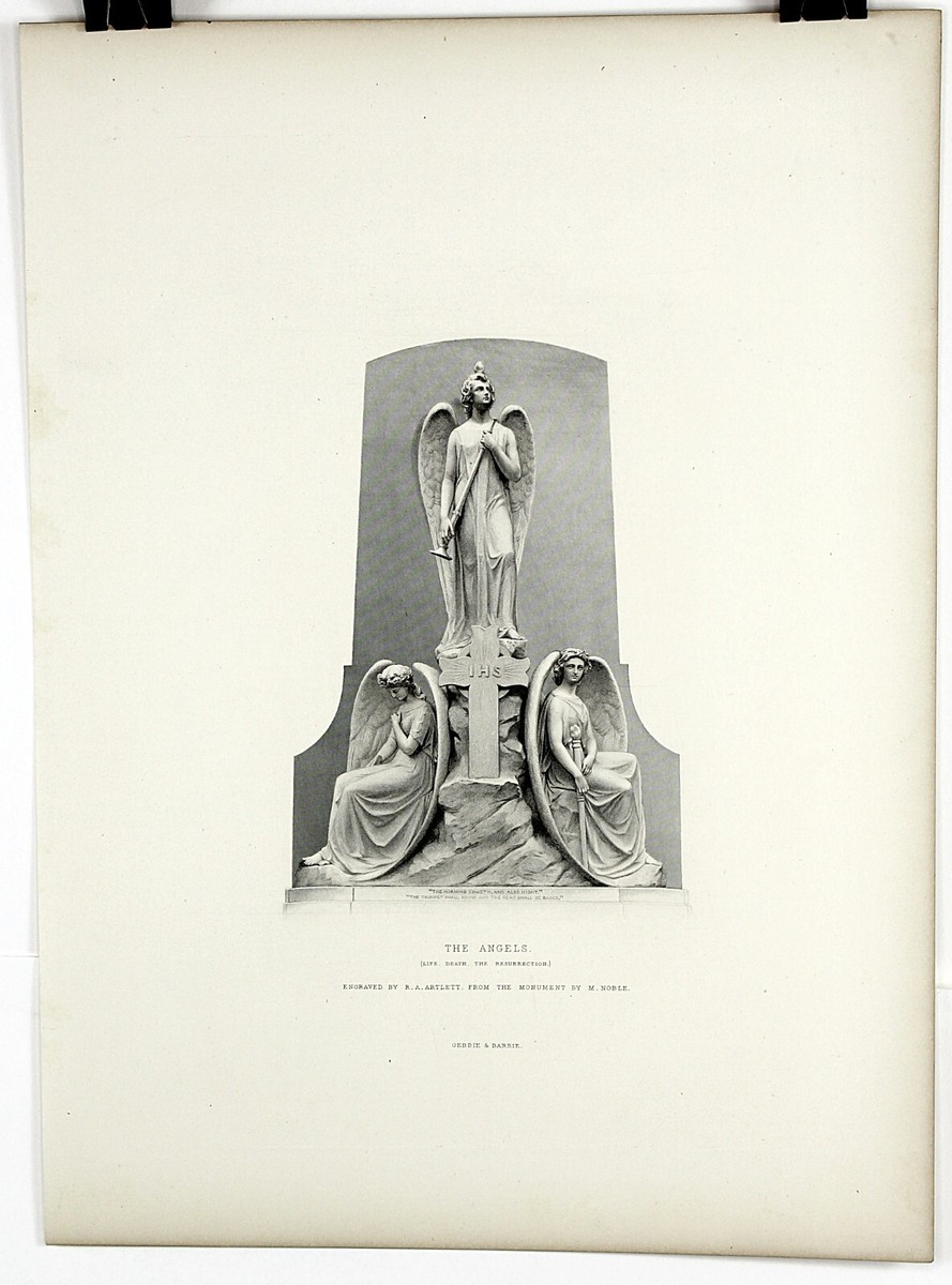 Alan ページ 1882 THE ANGELS Original Engraved Print Large Format 18.5 x 13.5