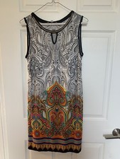 Sandra Darren Sleeveless Ponte Shift Dress Black White Colors Paisley Size 8