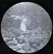 Magic Lantern Slide Photo Scotland River Scene & Waterfall