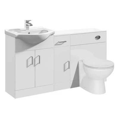 Vanity Unit with Combined Sink Toilet Bathroom Suite Furniture WC Set 1400mm