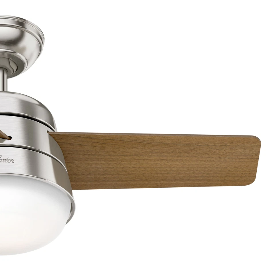 Mini Ceiling Fan 91 CM Finley Nickel Hunter Ceiling Lamp with Remote Control - Image 4 of 4