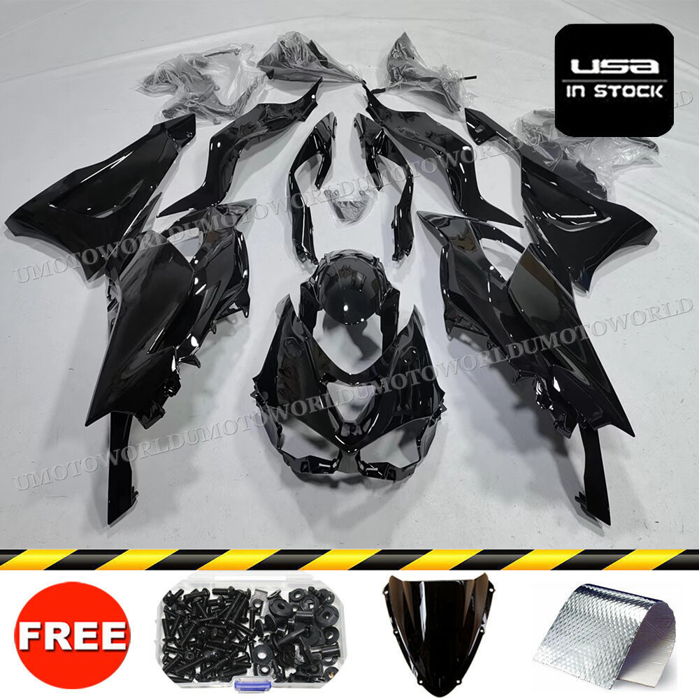 Glossy Black Fairing Kit +Bolts For Kawasaki Ninja ZX6R 2024 2025 ZX636 ABS Body
