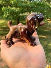 Vintage Brown Drip Stone Pottery Dachshund Beagle Salt Shaker Tongue out ❤️sj17j