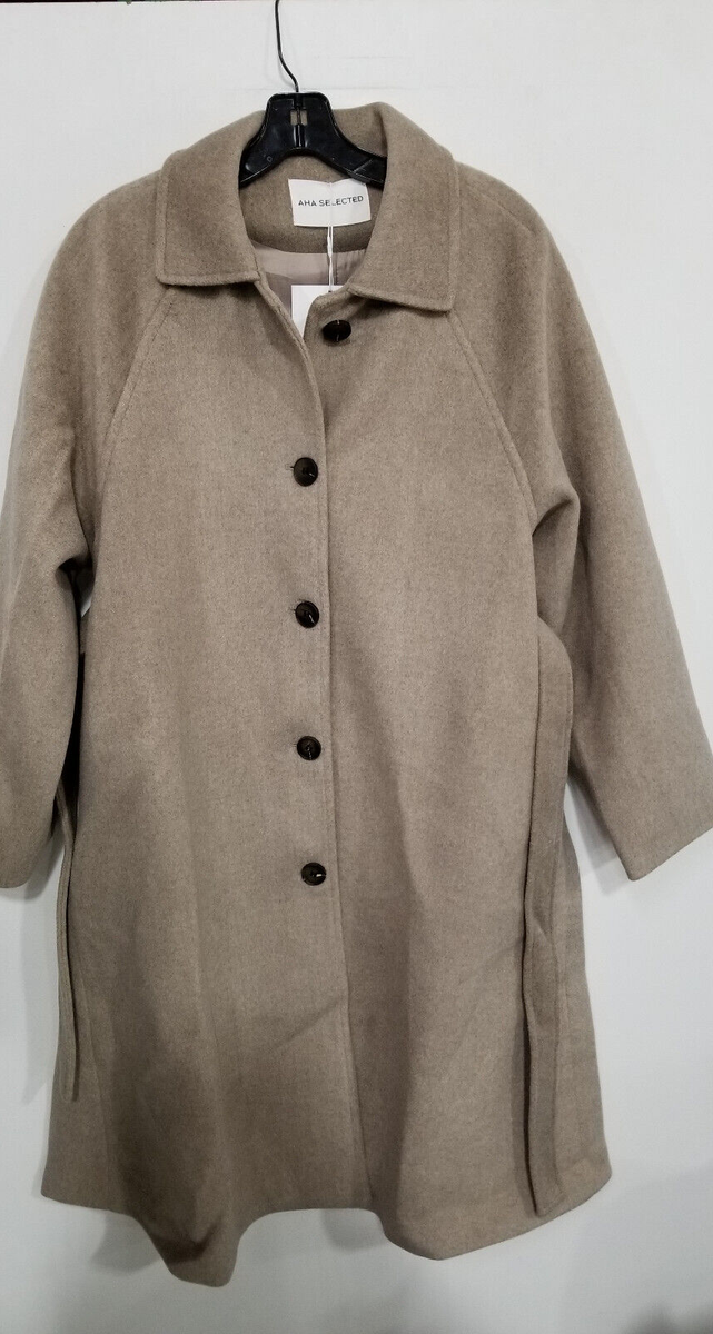 AHA Selected The Modernist Wool Overcoat Sz Med - Khaki | eBay