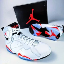 Air Jordan 7 US 13 Men's White/Infrared Red/Black Nike Retro VII  CU9307 160 NIB