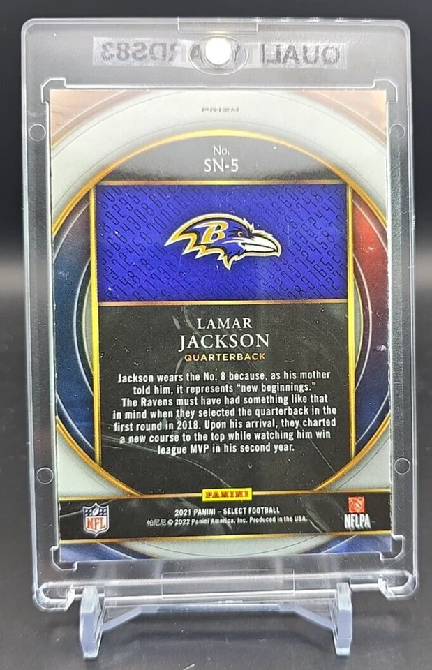 LAMAR JACKSON RAINBOW HOLO FOIL INSERT CARD WITH CASE BALTIMORE RAVENS - Image 4 of 4