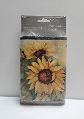 Scalloped Sunflower Wallpaper Border with Dark Green Edge, PN: BG71362DFM