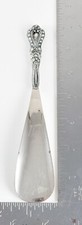 Antique Sterling Silver Handle Shoehorn Stainless Blade Ornate Floral Design 7  