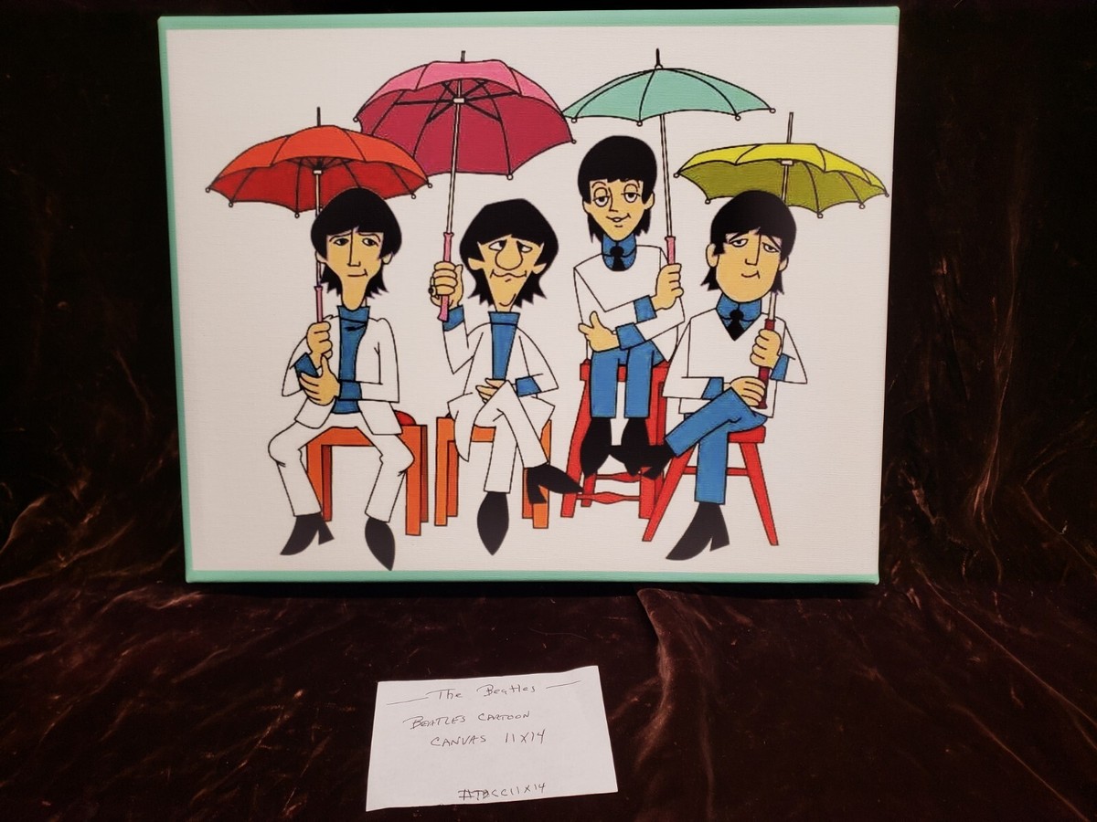 THE BEATLES CARTOON ART 11 X 14 CANVAS #TBCC11X14 | eBay