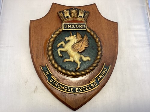 H.M.S EINHORN METALLWANDPLAKETTE / SCHILD AUF HOLZSOCKEL (HANDBEMALTE VERSION) - Bild 10 von 10