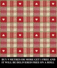 Red Gingham Love Heart Square Tablecloth Vinyl Oil Cloth PVC Fabric Material