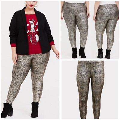 Torrid Gold Foil Metallic Leggings, 3X NWT