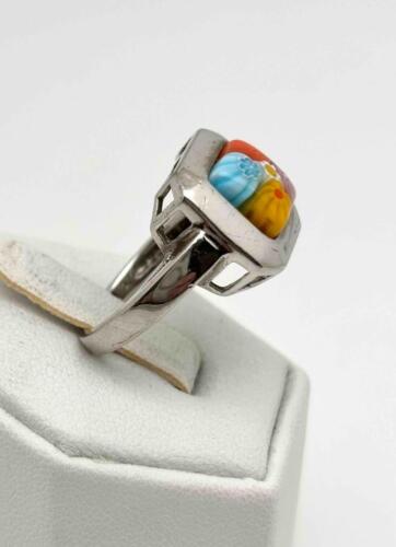 Alan K Sterling Silver 925 Millefiori Multi Color Murano Glass Ring - Size 8 1/4 - Picture 3 of 6
