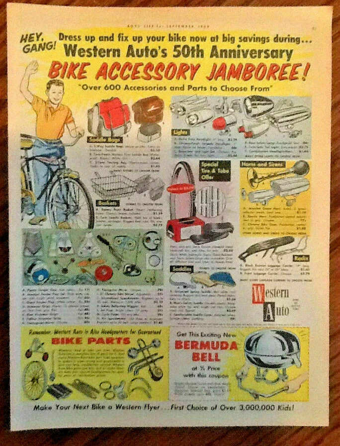 Bicycle equipment 50s mail order offer 1959 original vintage bike advertisement
