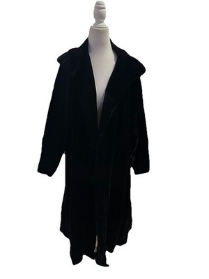 Vintage Lipman Wolf & Co Full Length Black Velvet Satin Lined Opera Coat Large