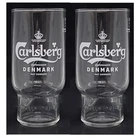 Carlsberg 2 x PINT Beer  Glasses Nucleated Stackable 570ml BNWOB MAN CAVE DANISH