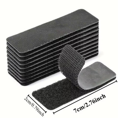 50Pcs Self Adhesive Hook Loop Strips Black Heavy Duty Sticky Back Tape Fastener