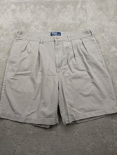 Polo Ralph Lauren Chino Men's Pleated Beige Shorts Size 38 - EUC - Vintage 90s