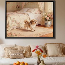 Oil Painting Shih Tzu Canvas Print Dog Wall Art Bedroom Decor Cozy Pet Artwork