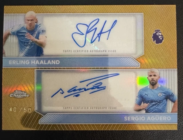 2025-26 Topps Chrome Erling Haaland & Sergio Aguero Gold Dual Auto /50