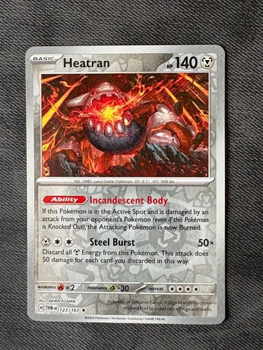 Heatran 123/167 Rare Twilight Masquerade Pokemon Reverse Holo Lightly Played