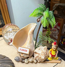 Florida Souvenir Seashell Shell Display with Palm Tree Figurine Small Character