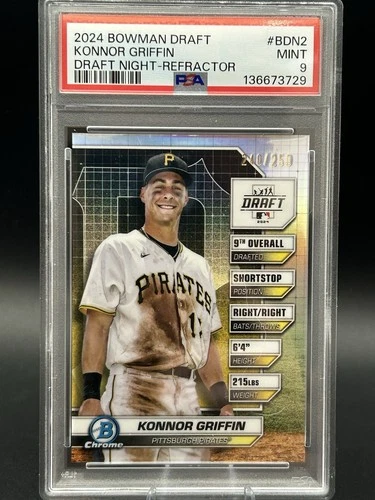 2024 Bowman Chrome Draft Night Refractor #BDN-2 Konnor Griffin /250 PSA 9 B609