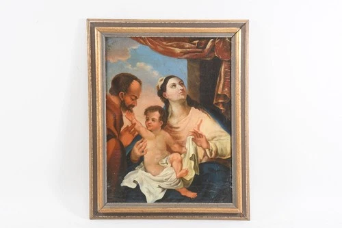O83L03- Baroque painting Holy Family 18th century