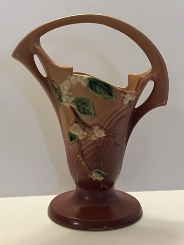 Roseville Pottery Snowberry 1947  Basket Vase 1BK-10
