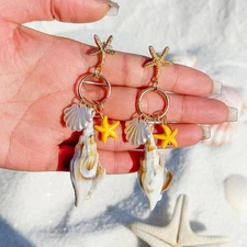 Women's Starfish Pendant Long Earrings Coastal Charm Niche Design