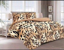   Leopard  Ultra Soft Queen Size Thick 3pcs Borrego Sherpa Blanket Set
