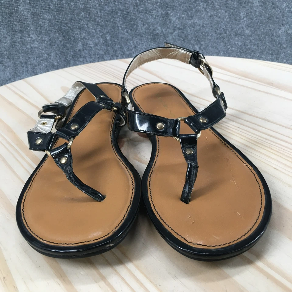 Bandolino Sandals Womens 6 M Delight Slingback Black Faux Leather Casual Buckle - Image 4 of 4