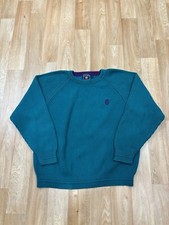 VTG 90s Chaps Ralph Lauren Turquoise Teal Ribbed Knit Pull Over Sweater LG B86
