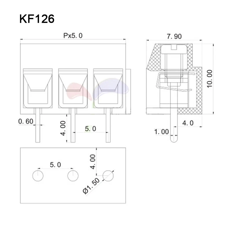 KF126-5.0-2 Pin 3 Pin Straight Pin Screw PCB Terminal Blocks 250V/8A Pitch 5.0mm - Image 2 of 4
