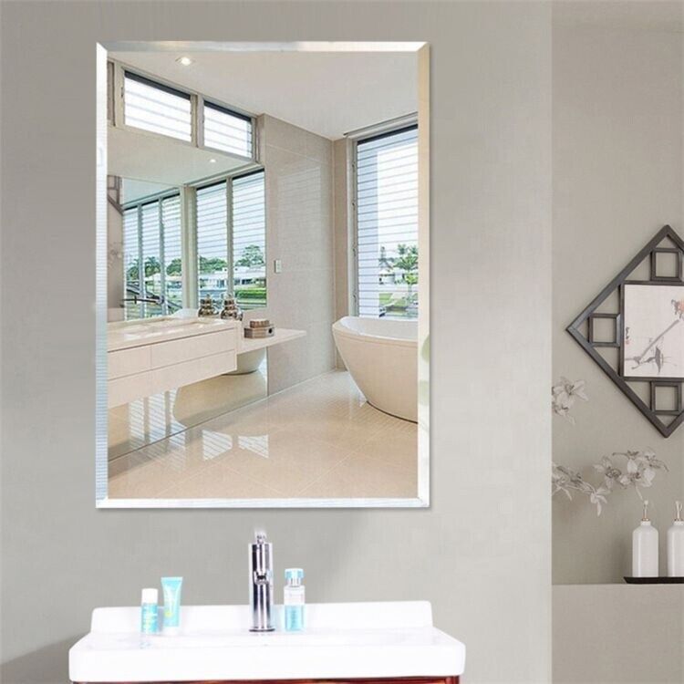 Frameless HD Quality Silver Mirror Bathroom Fixings hooks hang 2