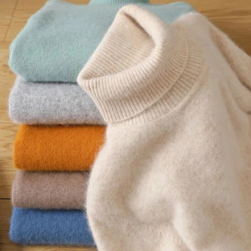 Herren Reiner Nerz Kaschmir Rollkragen Langarm Freizeit Pullover Unterhemden Tops - Bild 6 von 36