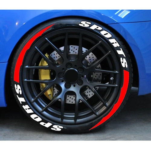 Permanent Tire Lettering Sticker SPORTS 1.06'' 14''-22'' Wheel 8 Sets Waterproof - Bild 4 von 5