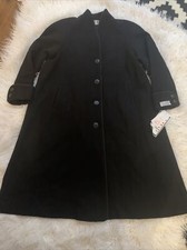 Vintage Nwt Mdp Mario De Pinto Black 12 Petite 100% Wool Long Coat Usa Large