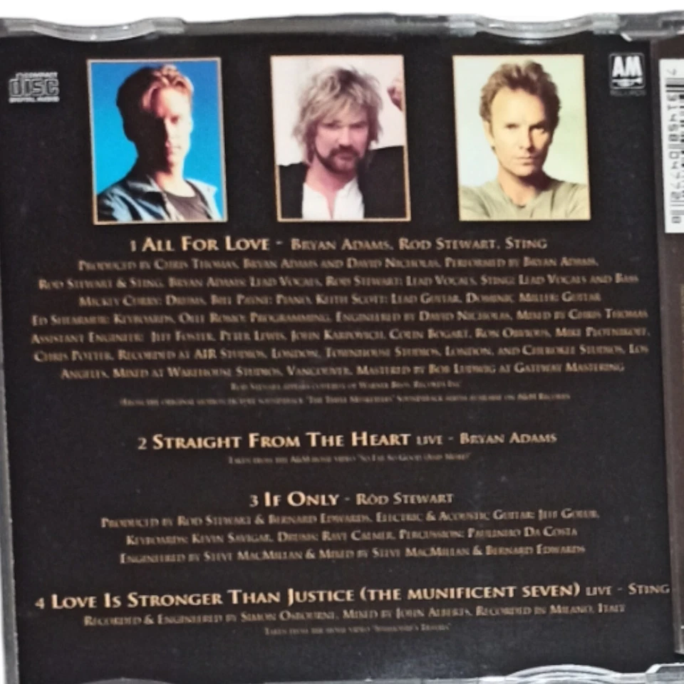 Bryan Adams + Rod Stewart + Sting - All For Love (Maxi-CD 1994) Three Musketeers - Bild 2 von 3