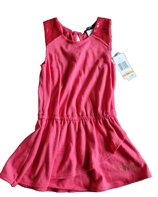 Girls Guess Sequin Romper Dress Pink 4 NWT Sleeveless Stretch Soft Elastic waist
