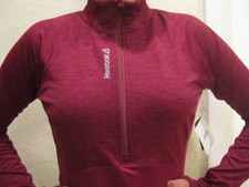 New Reebok Sports Athletic Outerwear Running Active Half Zip Jacket Berry Womens