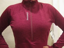 New Reebok Sports Athletic Outerwear Running Active Half Zip Jacket Berry Womens
